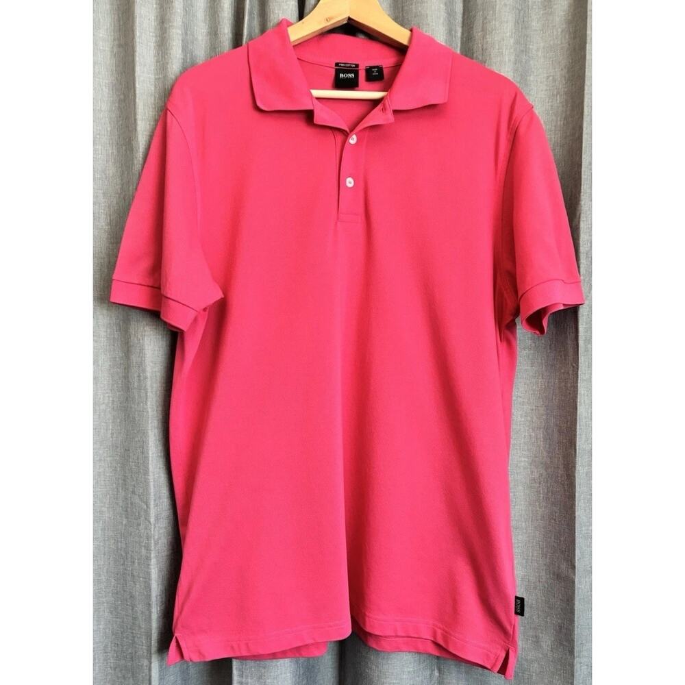 Hugo Boss Black Label Men's Pink Pallas Pima Cotton Short Sleeve Polo Shirt